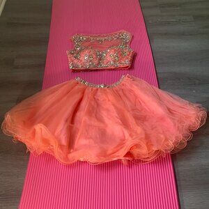 Embellished Two-Piece Formal Dress with Tulle Skirt